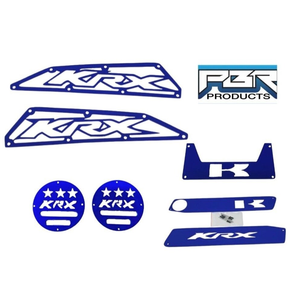 PBR Kawasaki KRX kit: Dash kit, Frog Skin, cubby, and Drains - Kawi Blue
